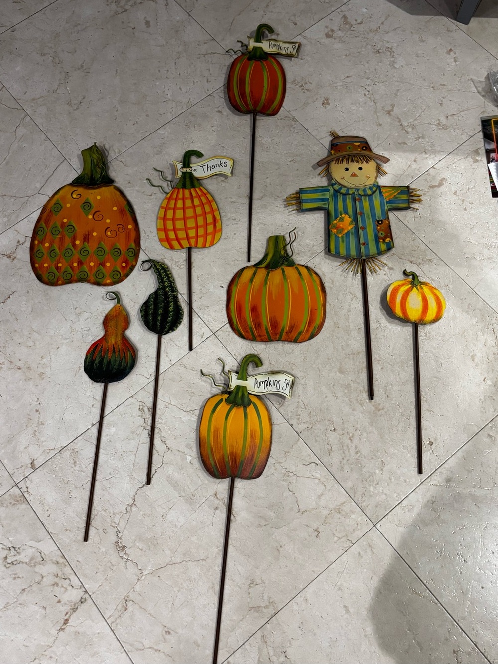 Set of 9 Boutique decorative autumn-fall-thanksgiving yard stakes/garden picks